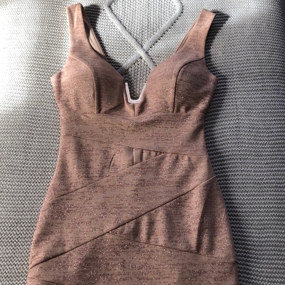Gold party dress.